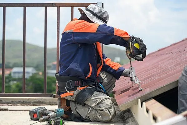 Roof work in progress on a pitched roof